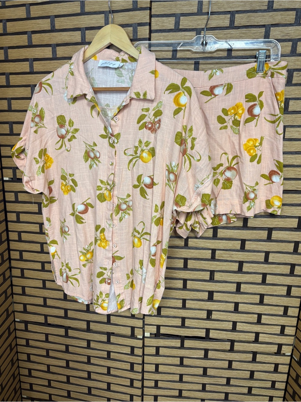 Petal & pup pink lemon pattern two piece short size large
